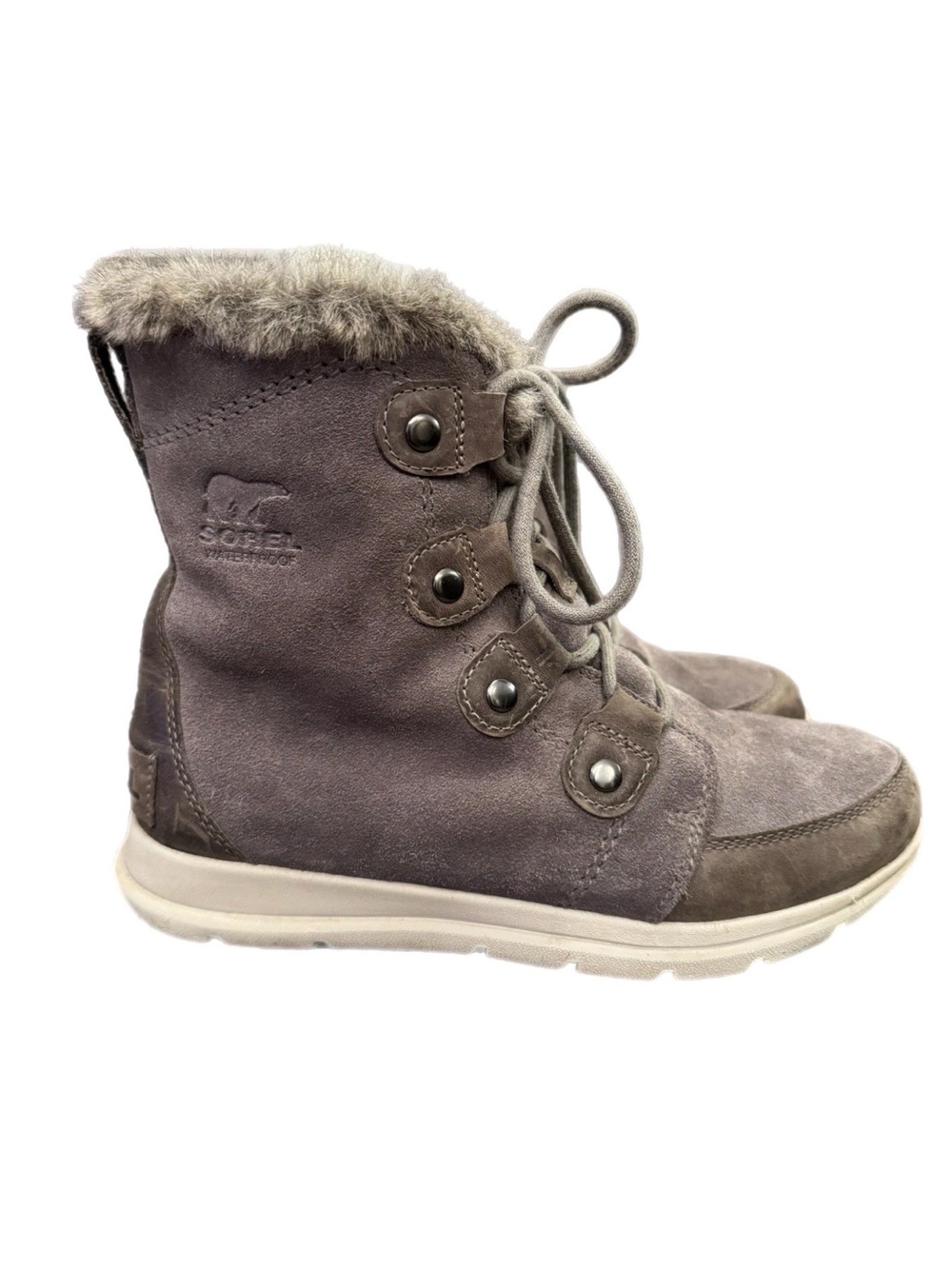 Sorel Women's Explorer Joan Suede Winter Boots Waterproof Cold Outerwear Grey 8
